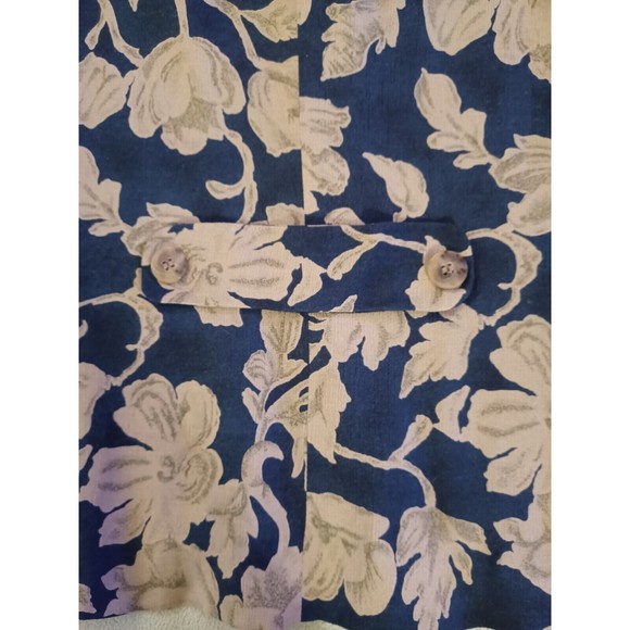 Rena Rowan for Saville womens unstructured 4 button blazer top floral blue tan - Picture 8 of 10